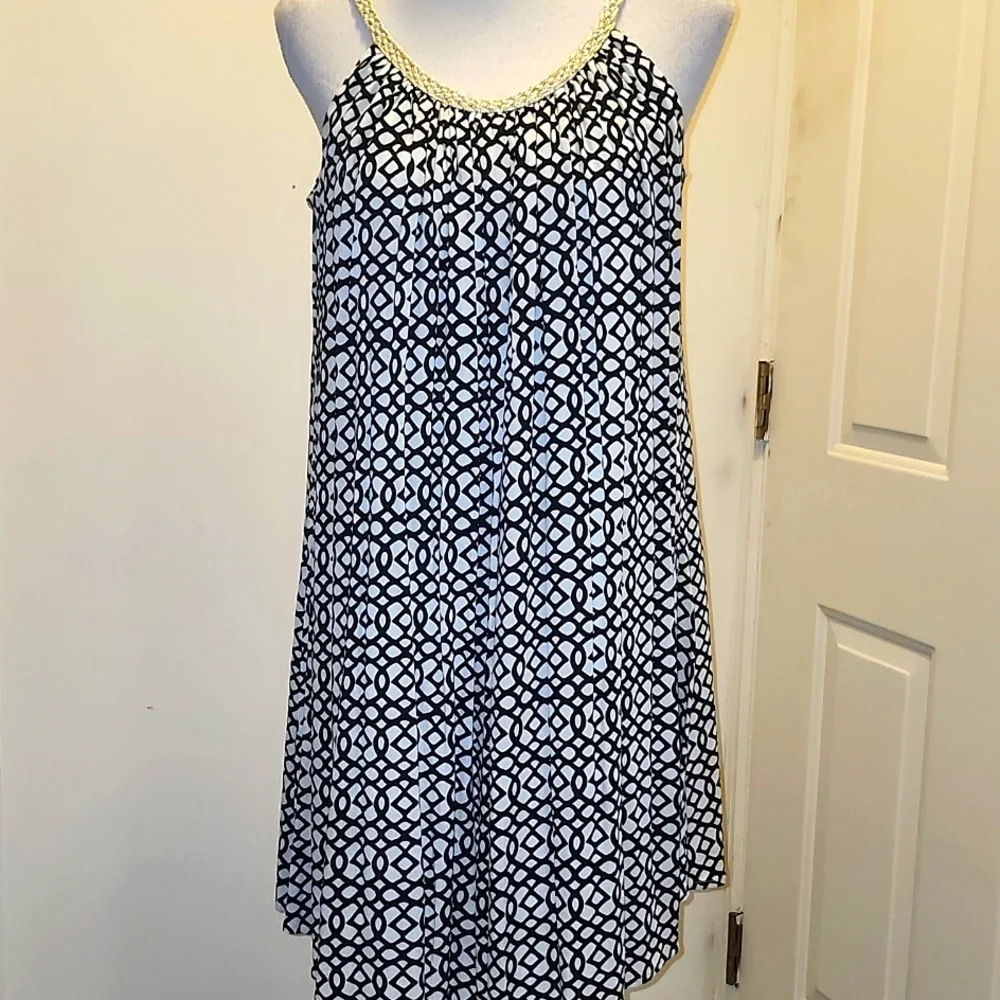 Nina Leonard Dress Black and White Mini
